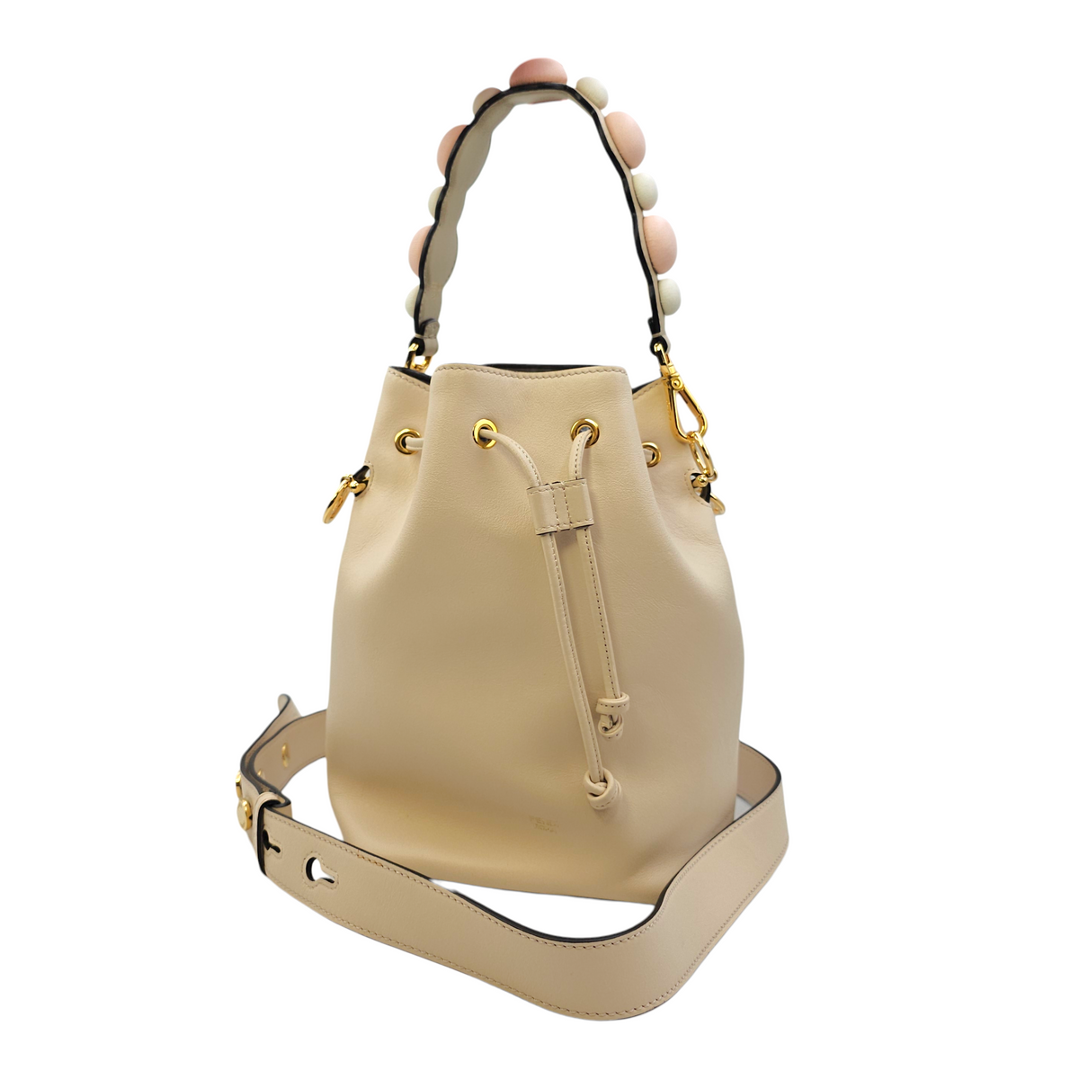 Mon Tresor Beige Bucket Bag in Calfskin Gold hardware