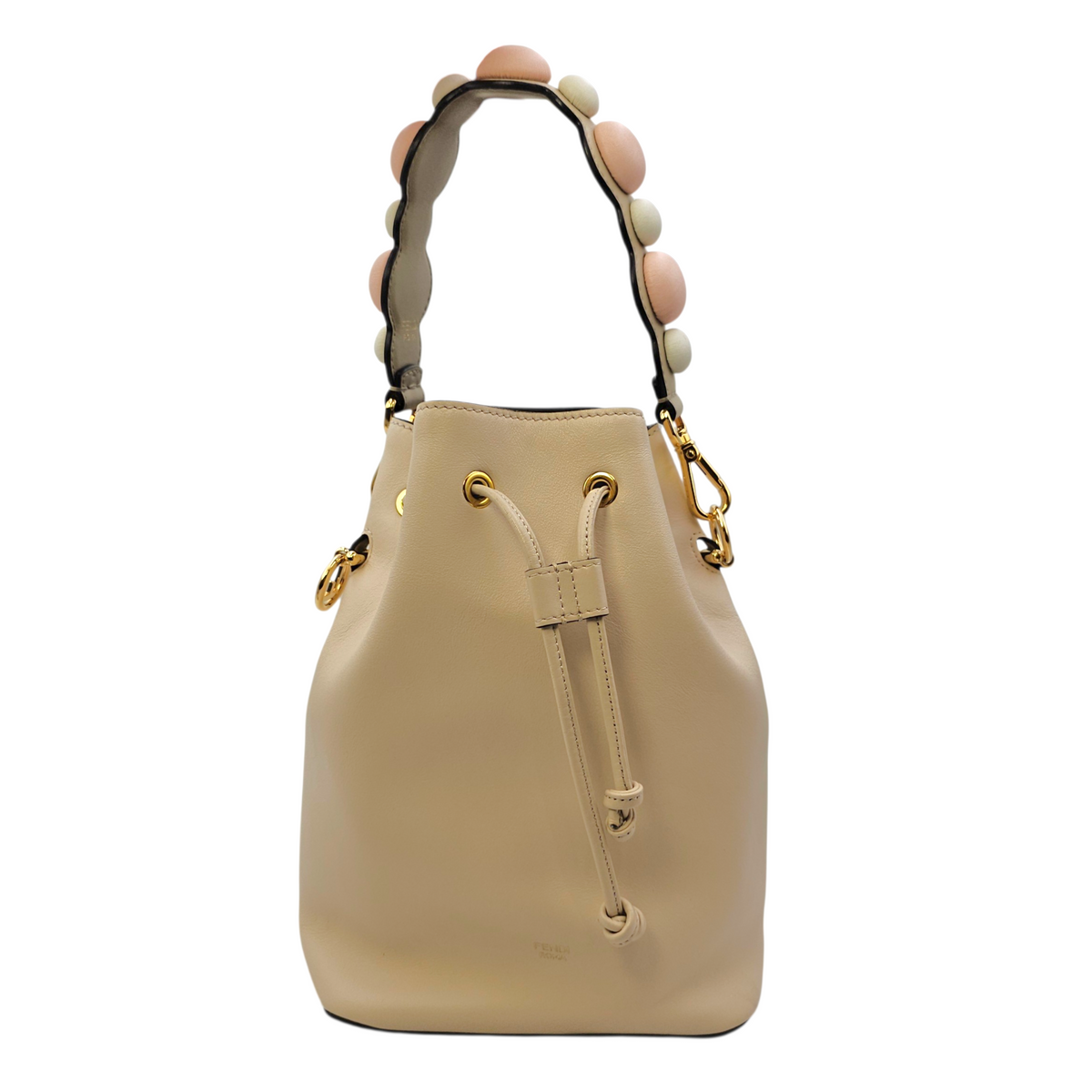 Mon Tresor Beige Bucket Bag in Calfskin Gold hardware