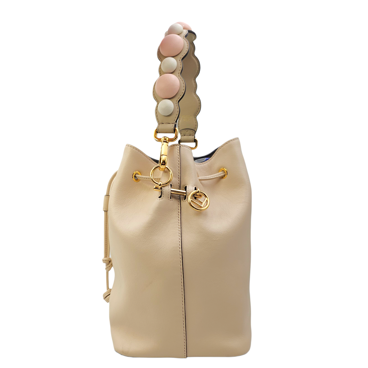 Mon Tresor Beige Bucket Bag in Calfskin Gold hardware