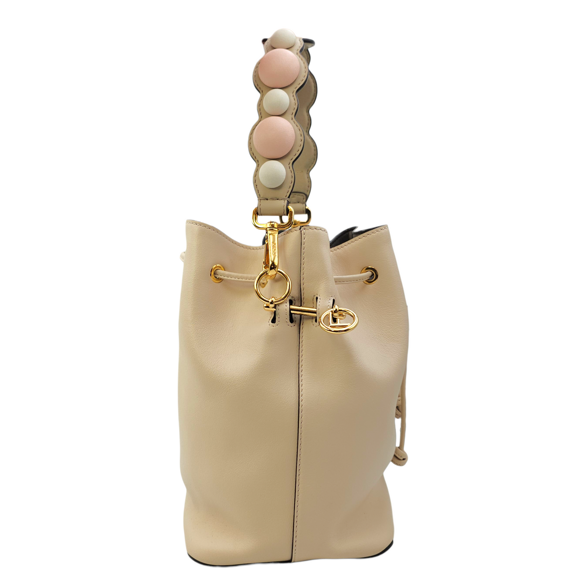 Mon Tresor Beige Bucket Bag in Calfskin Gold hardware
