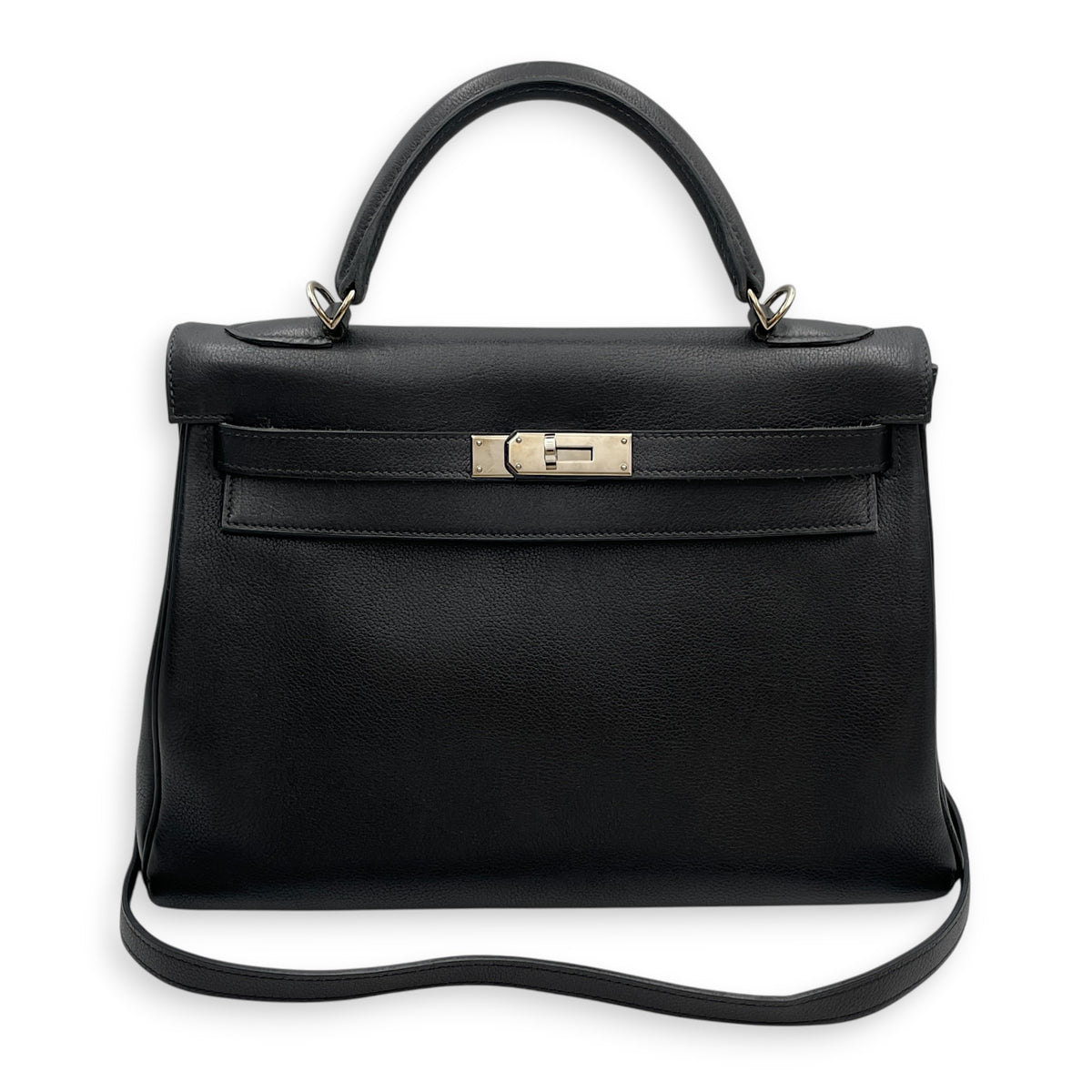 Kelly 32 Noir in Evergrain  Palladium hardware