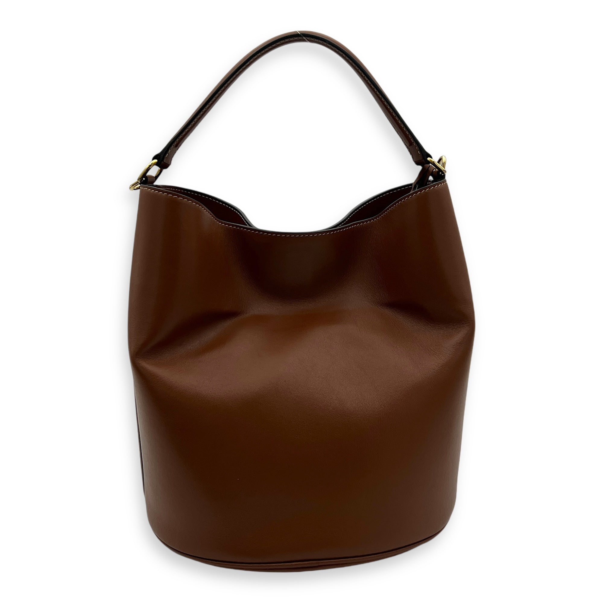 16 Tan Bucket Bag in Calfskin, Gold hardware