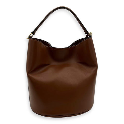 16 Tan Bucket Bag in Calfskin, Gold hardware