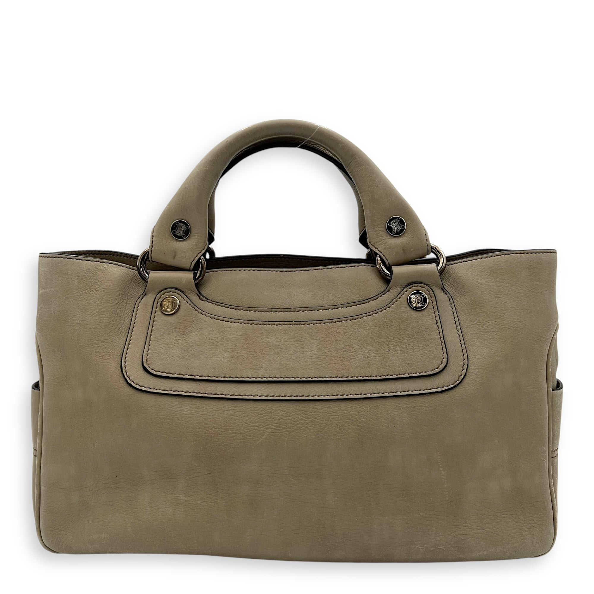 Boogie Top Handle Bag Beige in Calfskin, Silver hardware