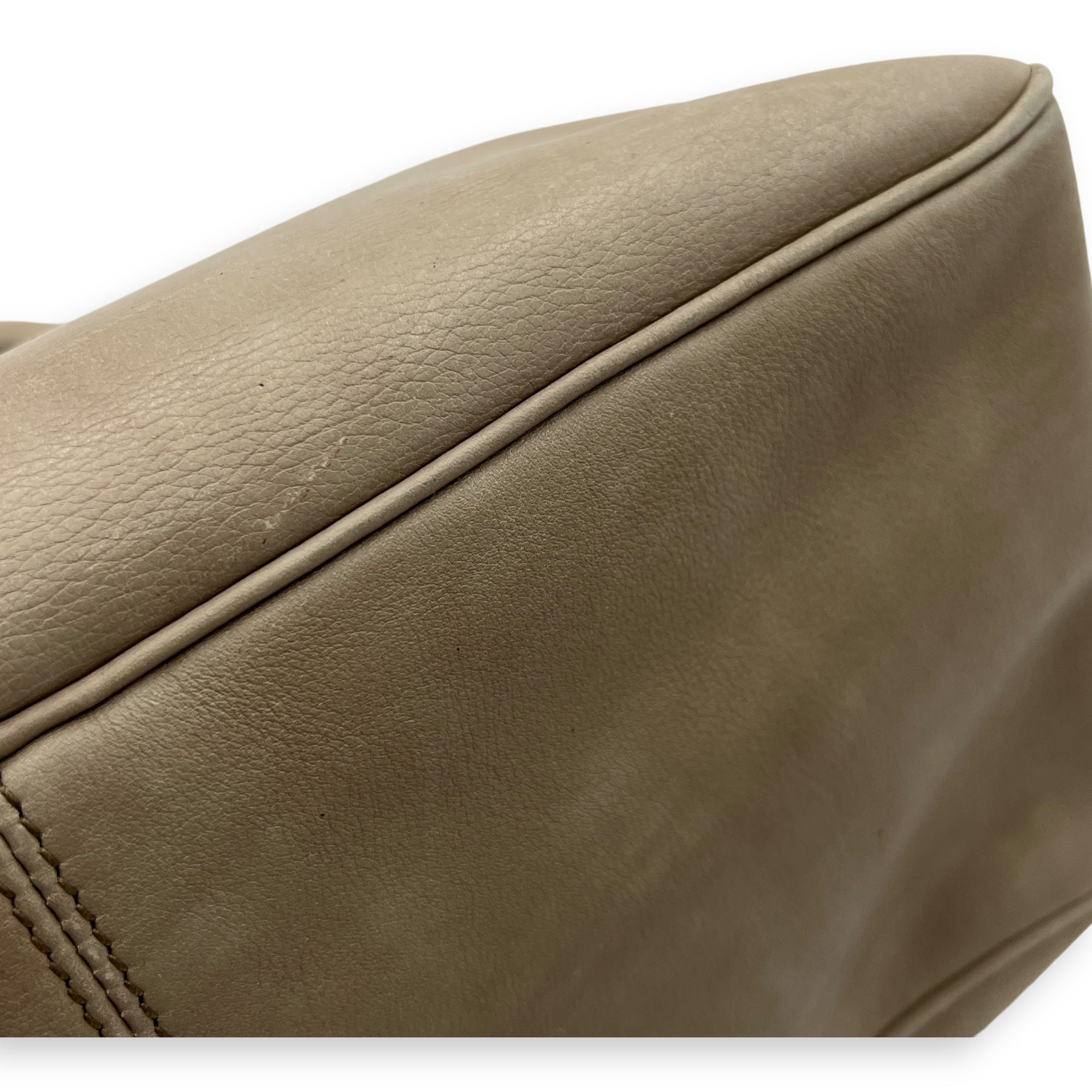 Boogie Top Handle Bag Beige in Calfskin, Silver hardware