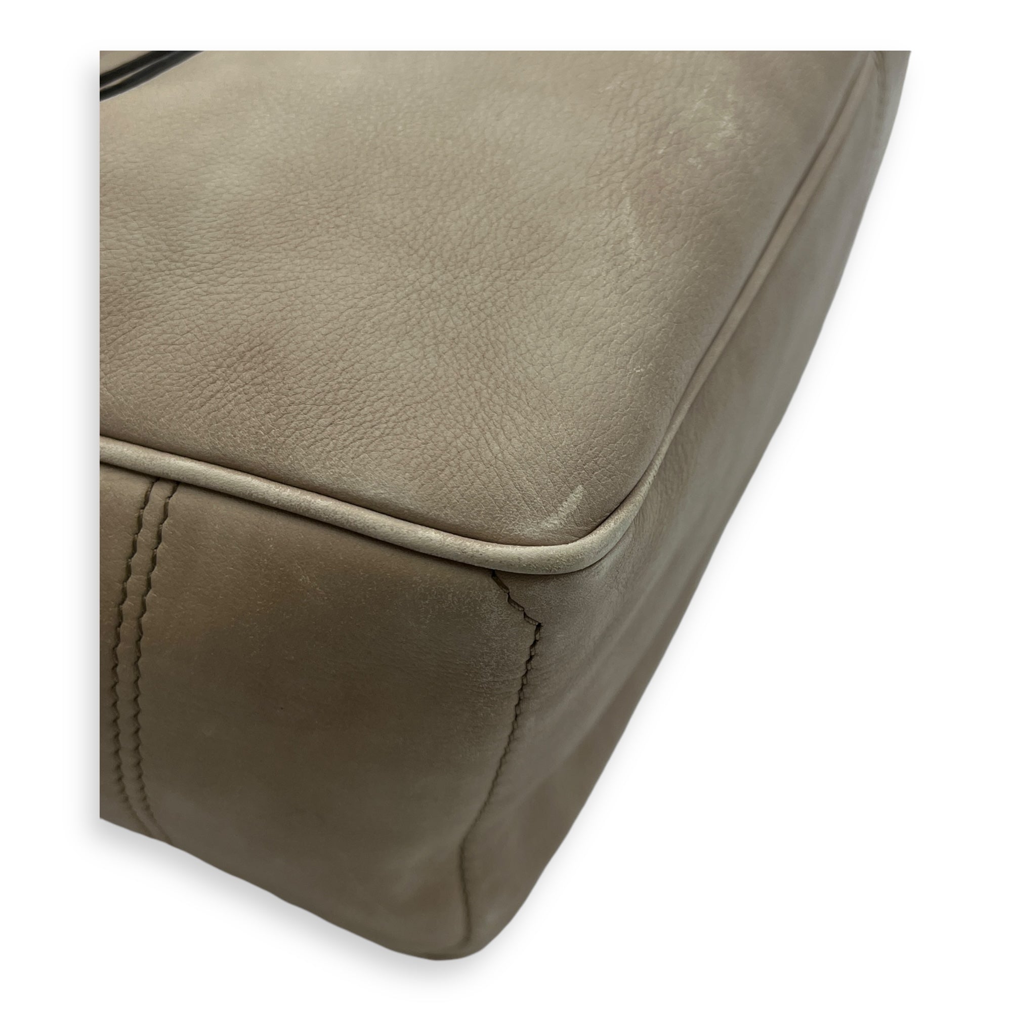 Boogie Top Handle Bag Beige in Calfskin, Silver hardware