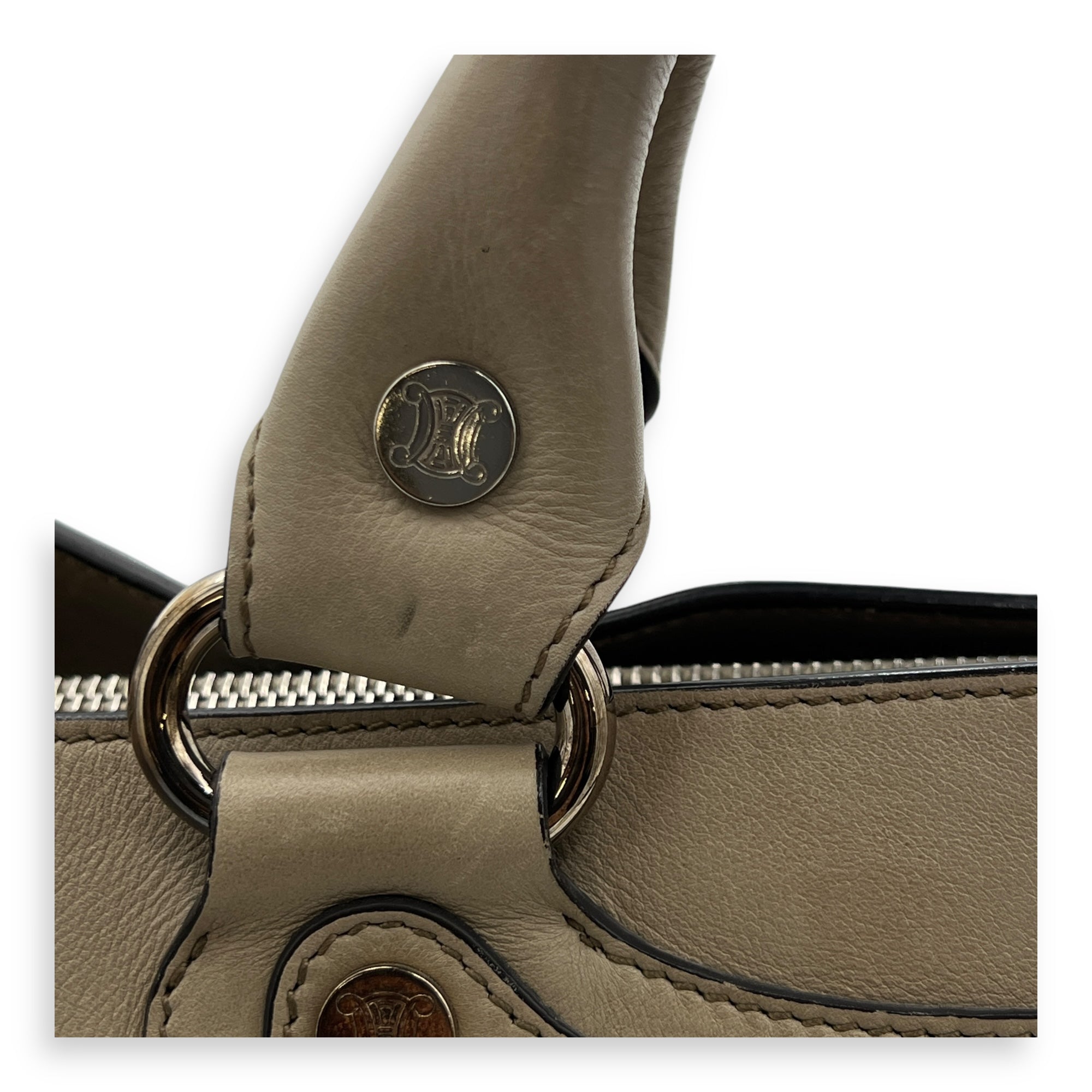 Boogie Top Handle Bag Beige in Calfskin, Silver hardware