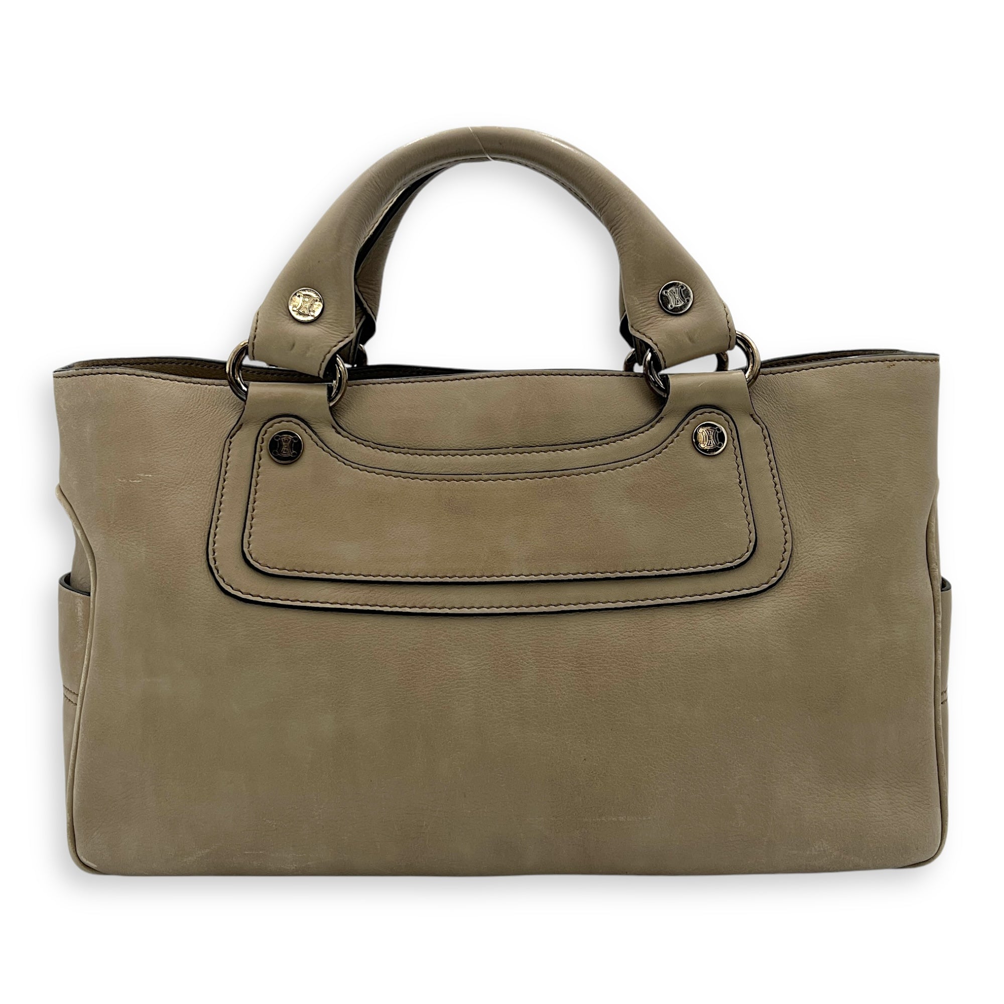 Boogie Top Handle Bag Beige in Calfskin, Silver hardware