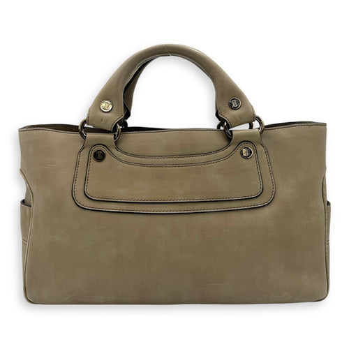 Boogie Top Handle Bag Beige in Calfskin, Silver hardware