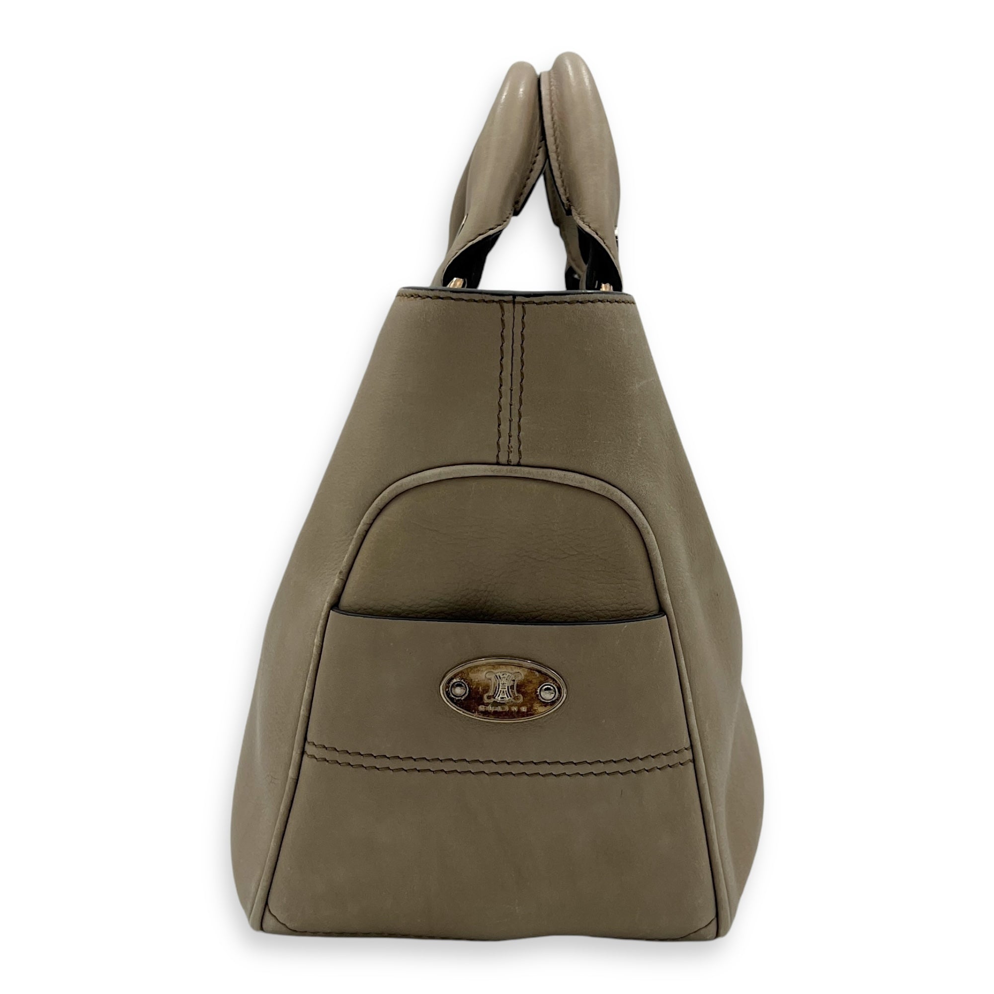 Boogie Top Handle Bag Beige in Calfskin, Silver hardware