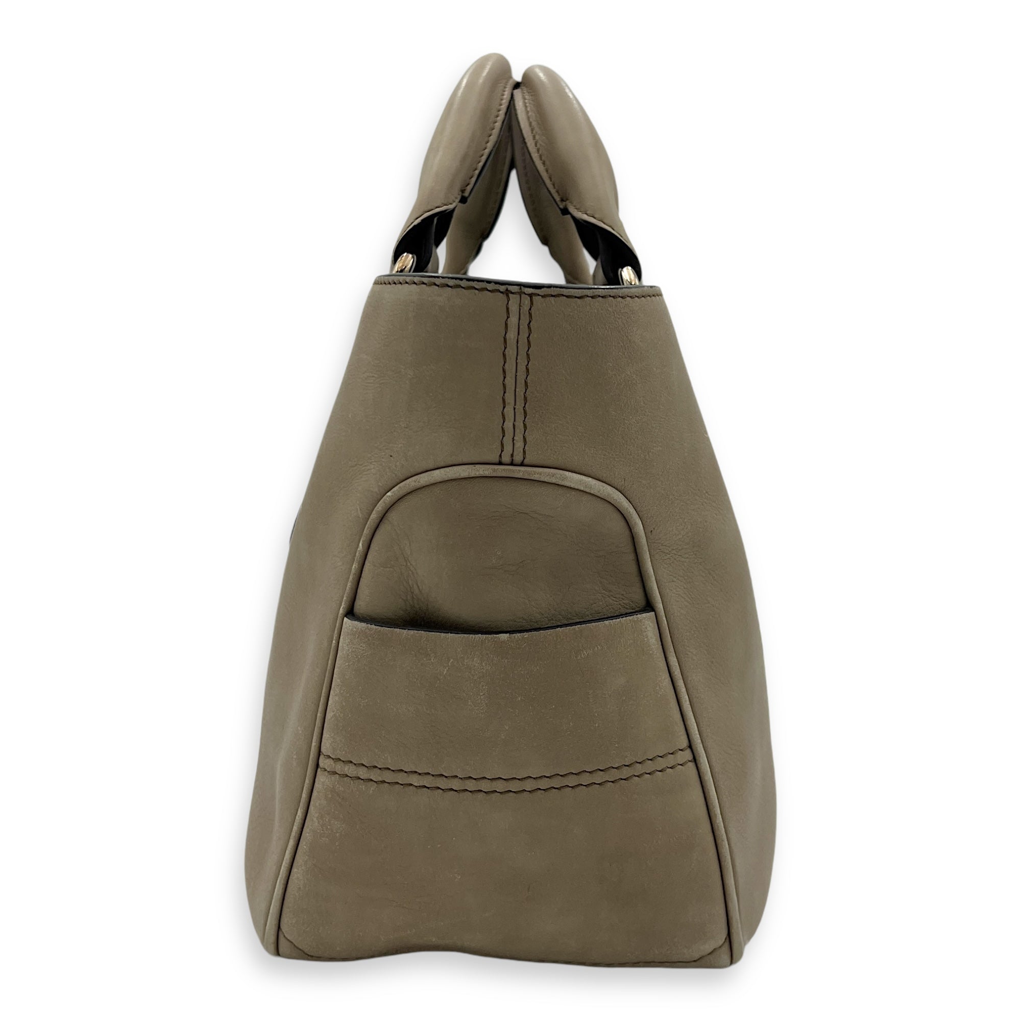 Boogie Top Handle Bag Beige in Calfskin, Silver hardware