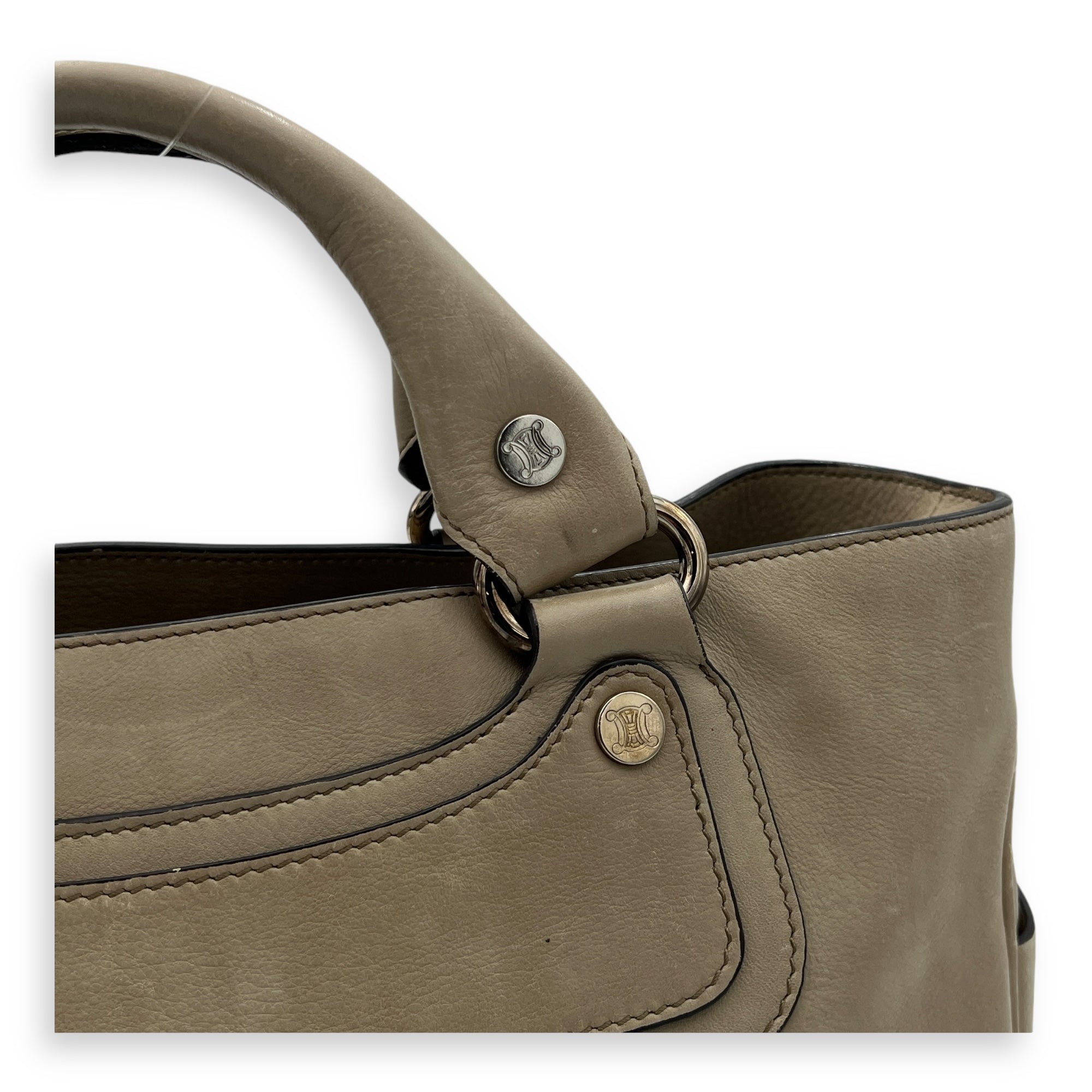 Boogie Top Handle Bag Beige in Calfskin, Silver hardware