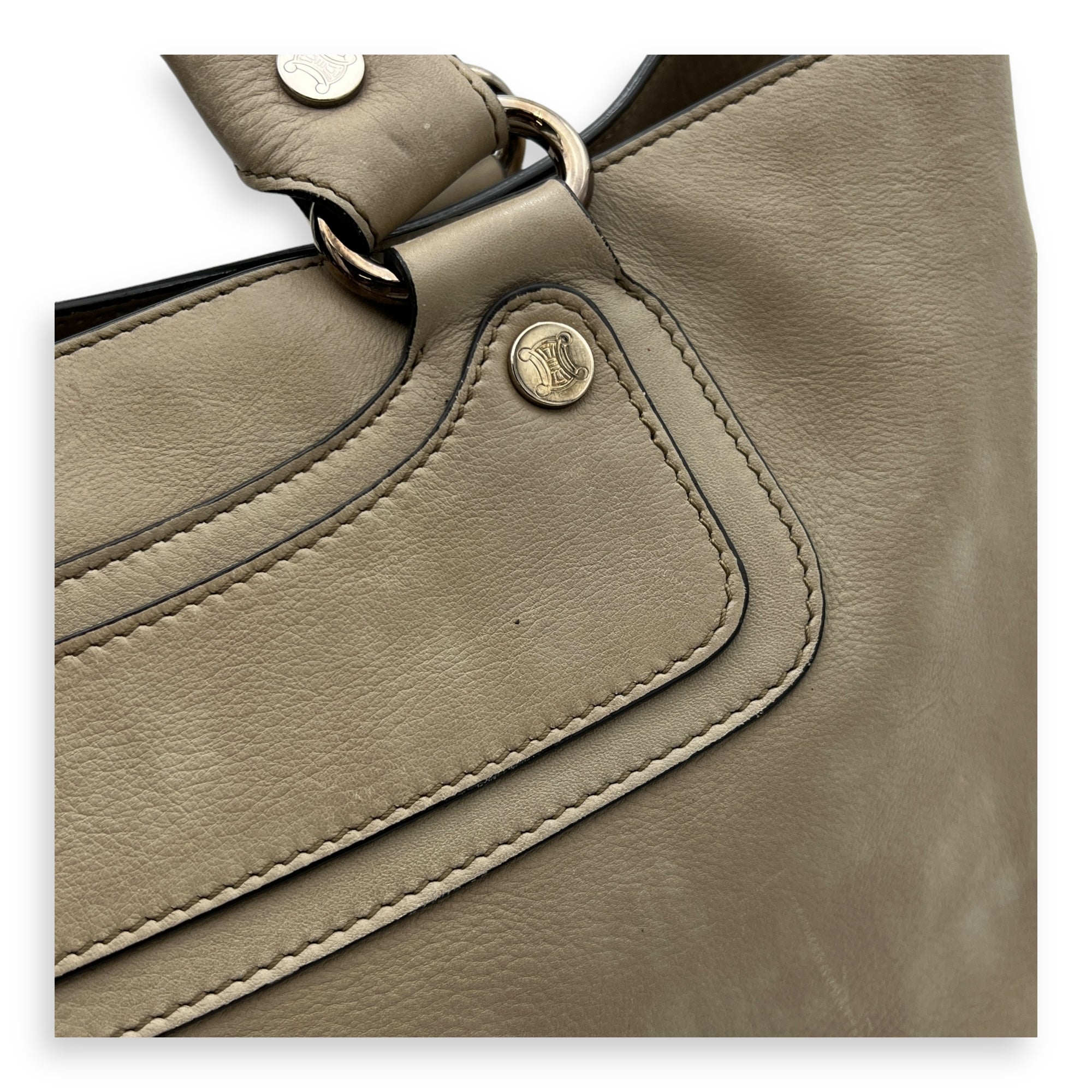 Boogie Top Handle Bag Beige in Calfskin, Silver hardware