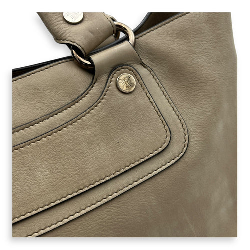Boogie Top Handle Bag Beige in Calfskin, Silver hardware