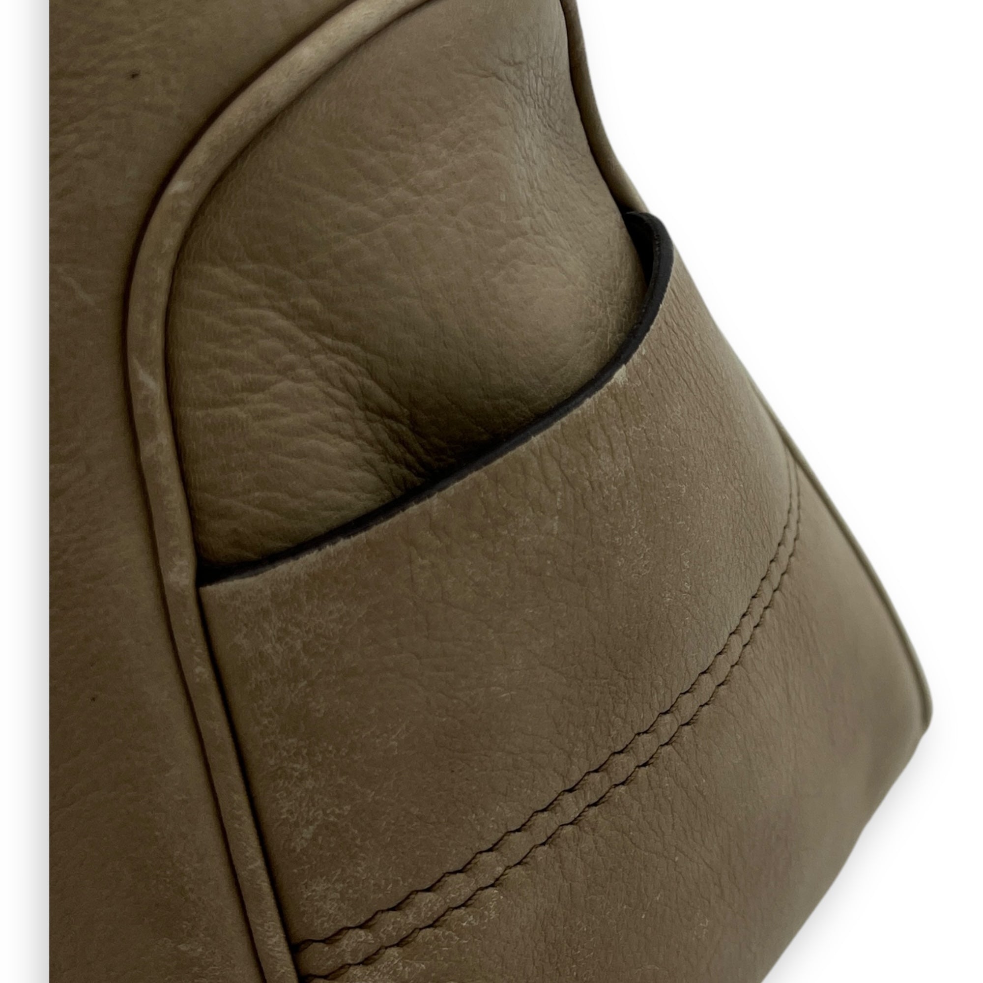 Boogie Top Handle Bag Beige in Calfskin, Silver hardware