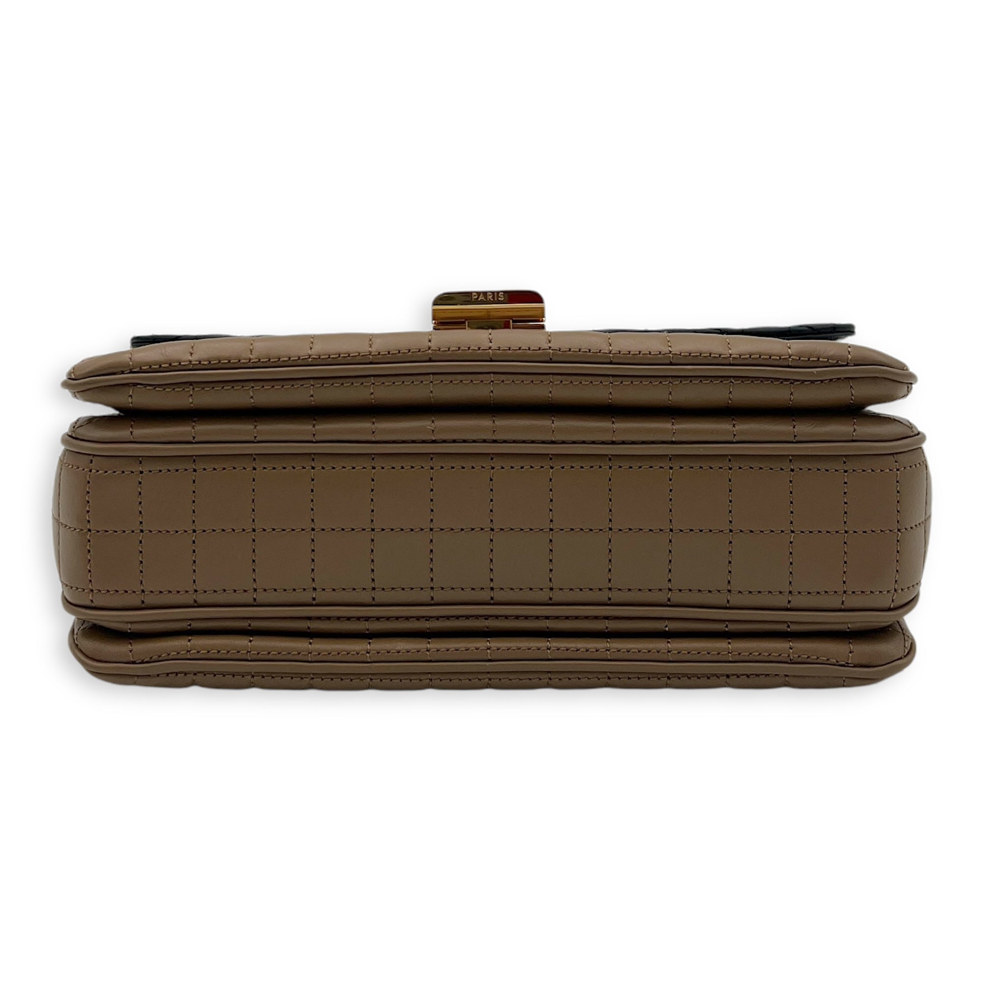C Crossbody Bag Black in Calfskin, Gold hardware