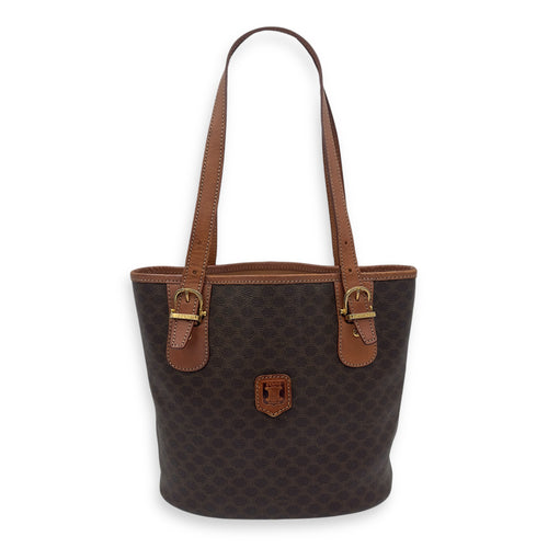 Celine Macadam Tote Bag Brown in Coated Canvas, Gold hardware_1
