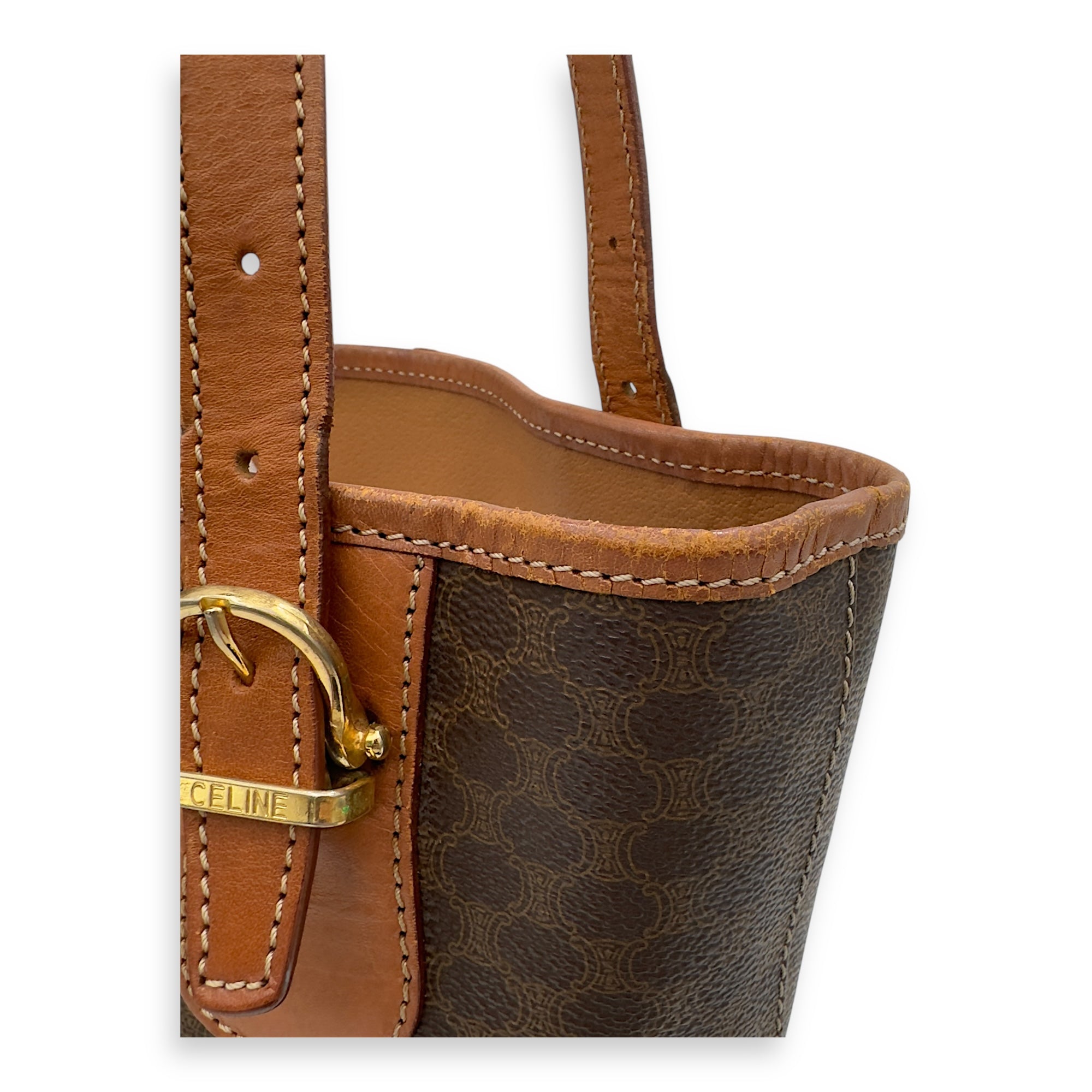 Celine Macadam Tote Bag Brown in Coated Canvas, Gold hardware_2