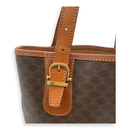 Celine Macadam Tote Bag Brown in Coated Canvas, Gold hardware_5