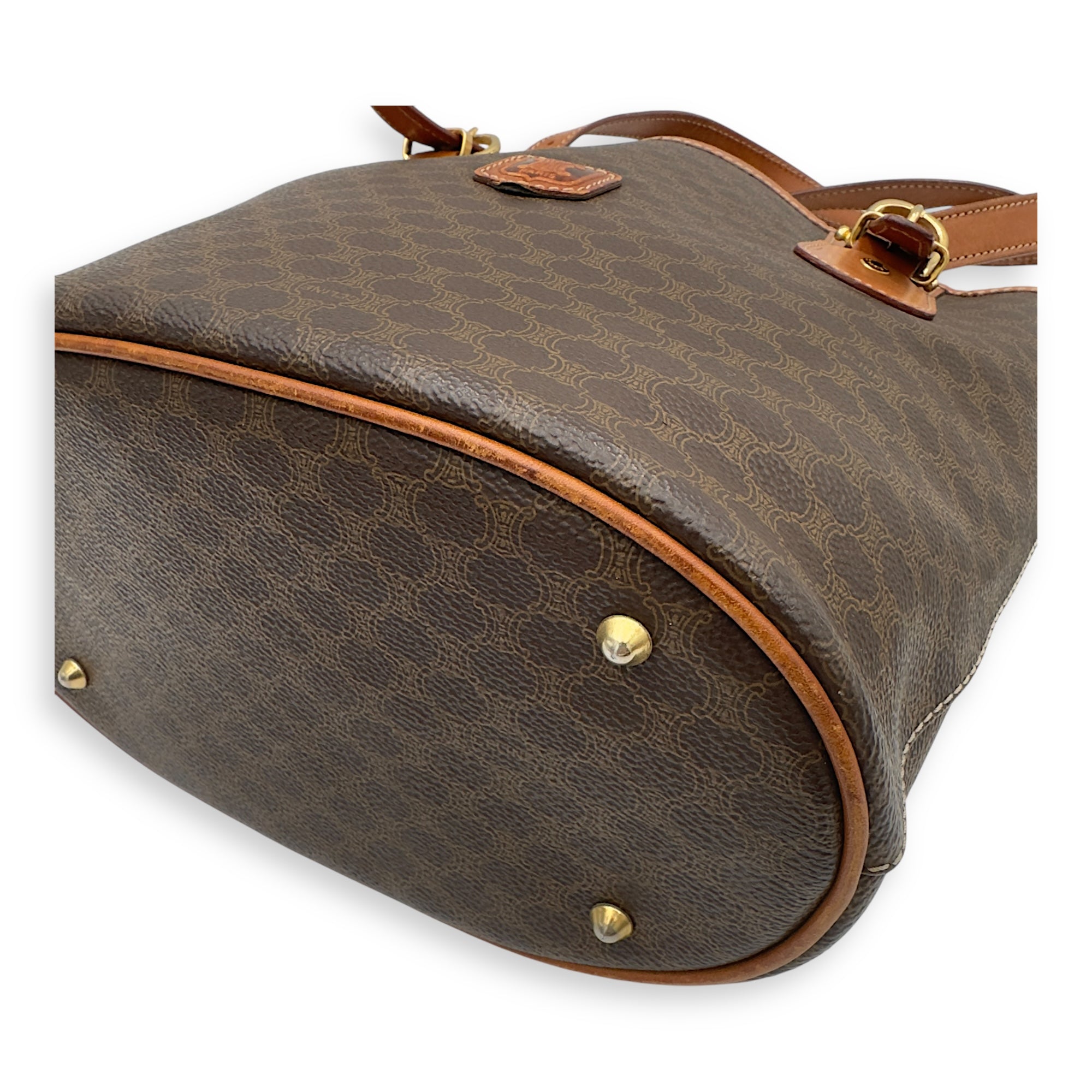 Celine Macadam Tote Bag Brown in Coated Canvas, Gold hardware_6