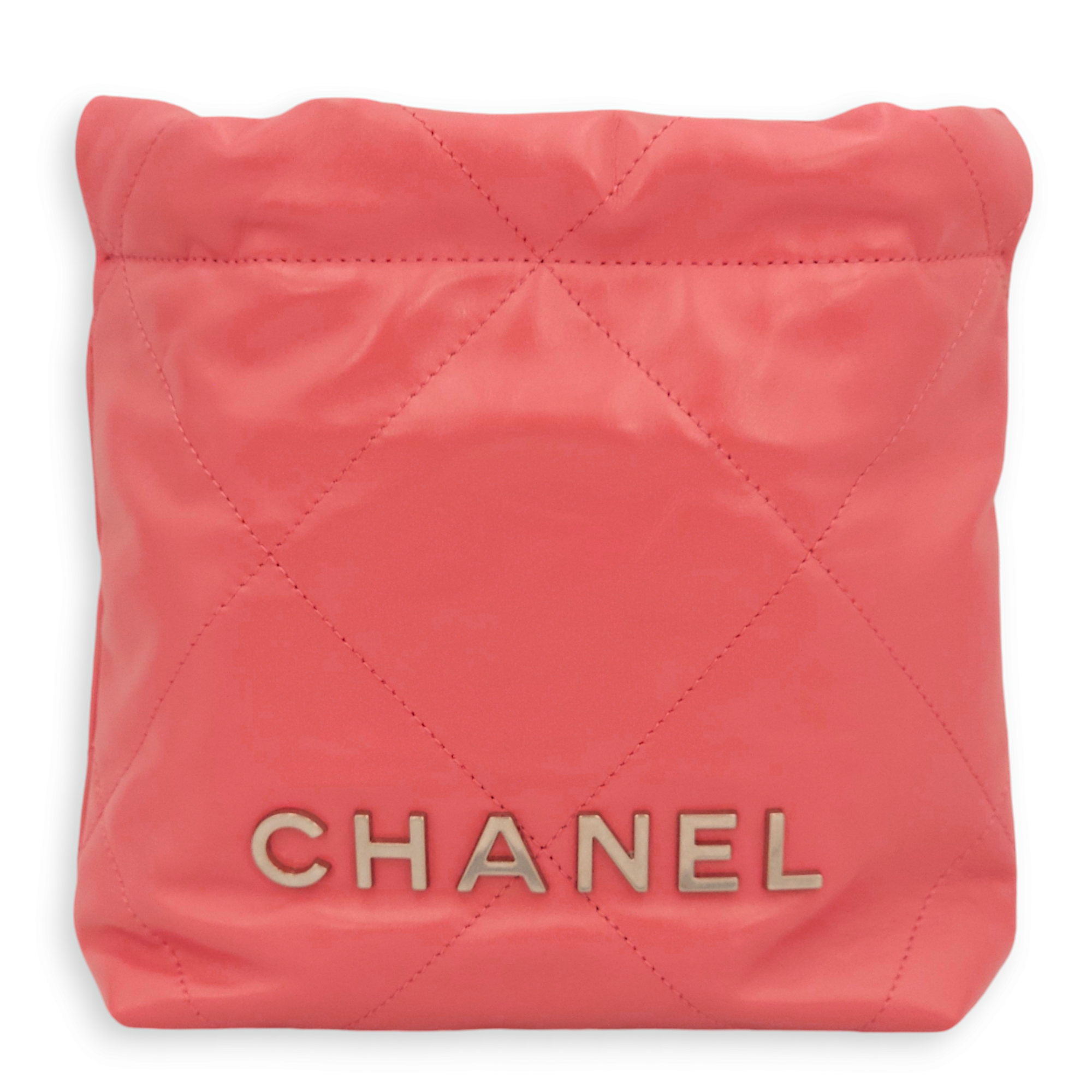 22 Mini Pink Tote Bag in Calfskin Silver hardware C110838 1