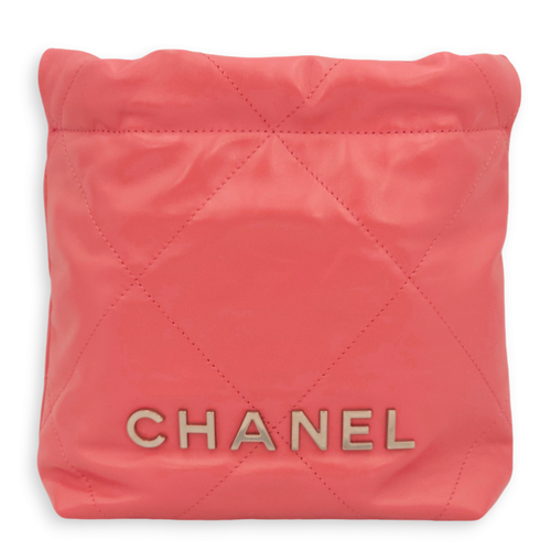 22 Mini Pink Tote Bag in Calfskin Silver hardware C110838 1
