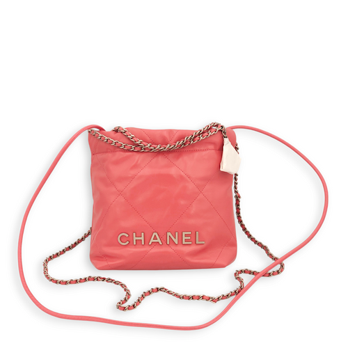 22 Mini Pink Tote Bag in Calfskin, Palladium hardware