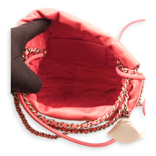 22 Mini Pink Tote Bag in Calfskin Silver hardware C110838 7