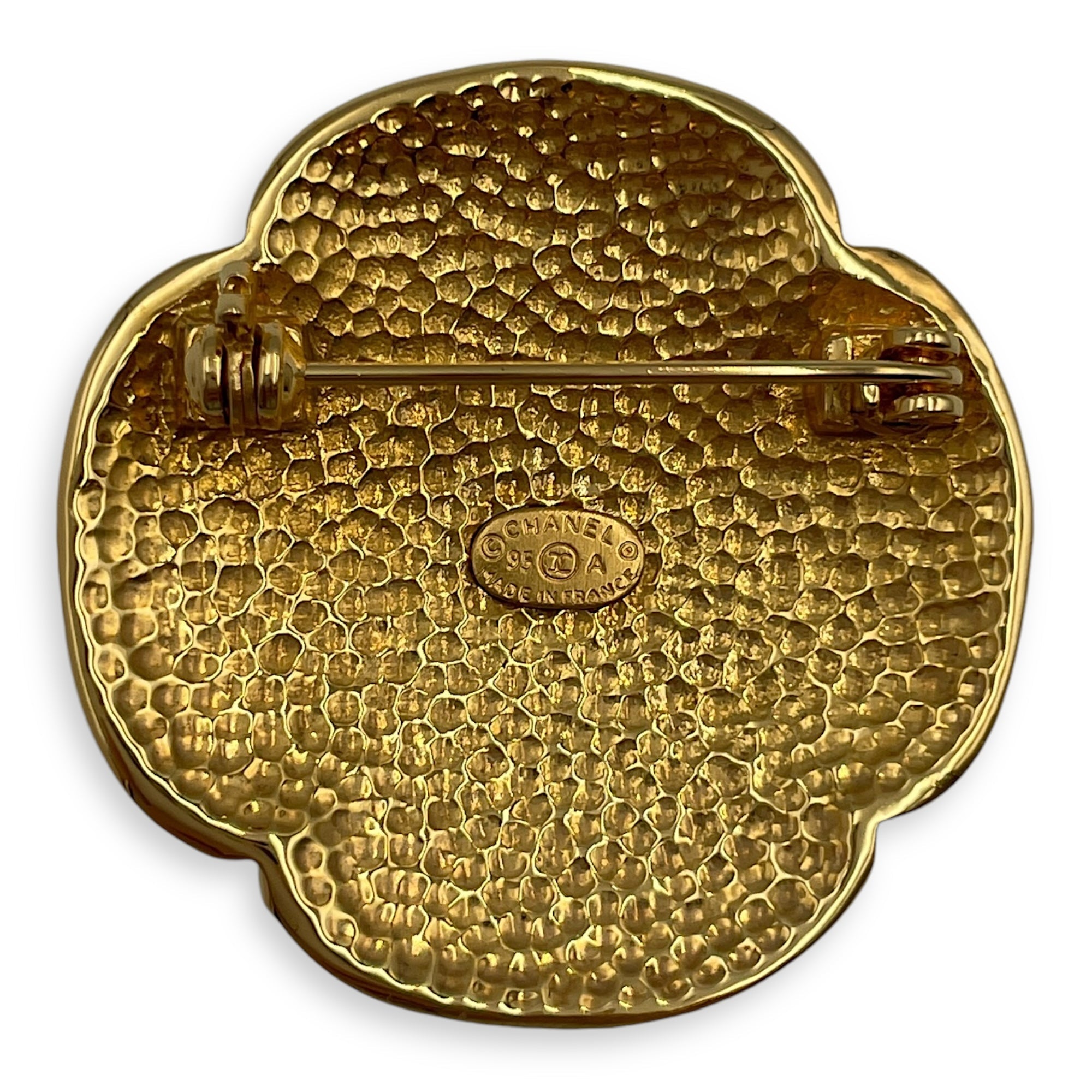 95A Vintage CC Gold Brooch, 24k gold plated hardware