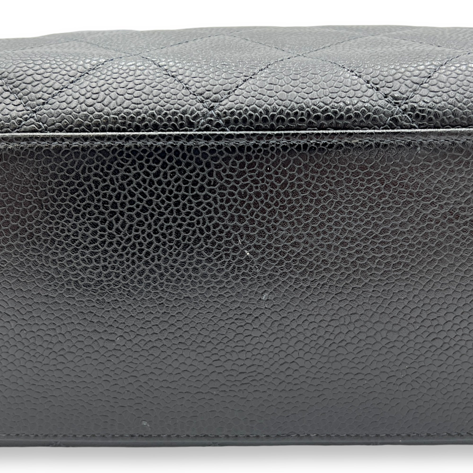 CC Black Tote Bag in Caviar Leather, Silver hardware