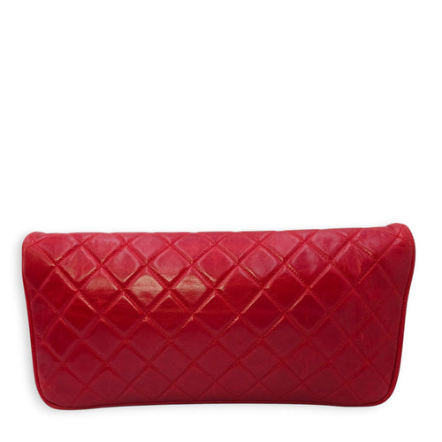 CC Quilt Red Clutch in Calfskin Ruthenium hardware CL2409-6094 2