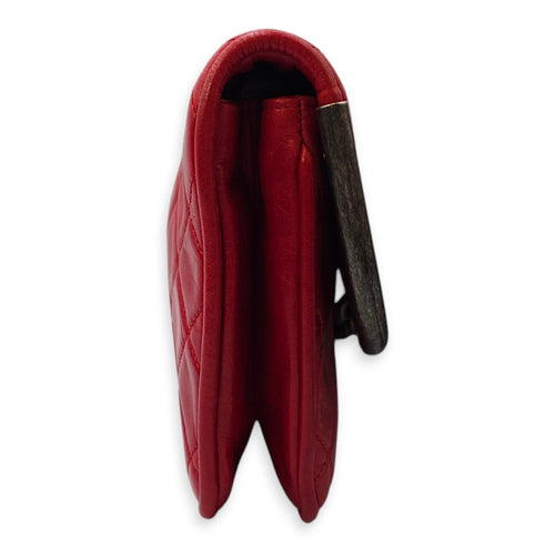 CC Quilt Red Clutch in Calfskin Ruthenium hardware CL2409-6094 6