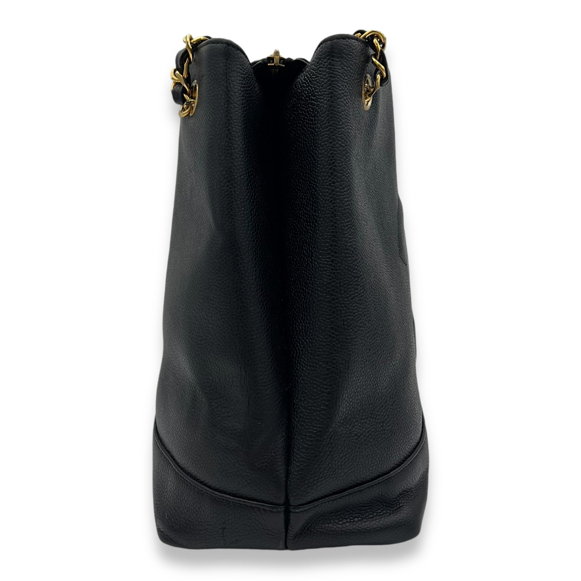Chanel CC Vintage Black Tote Bag in Caviar Leather, Gold Chanel CC Vintage Black Tote Bag in Caviar Leather, Gold