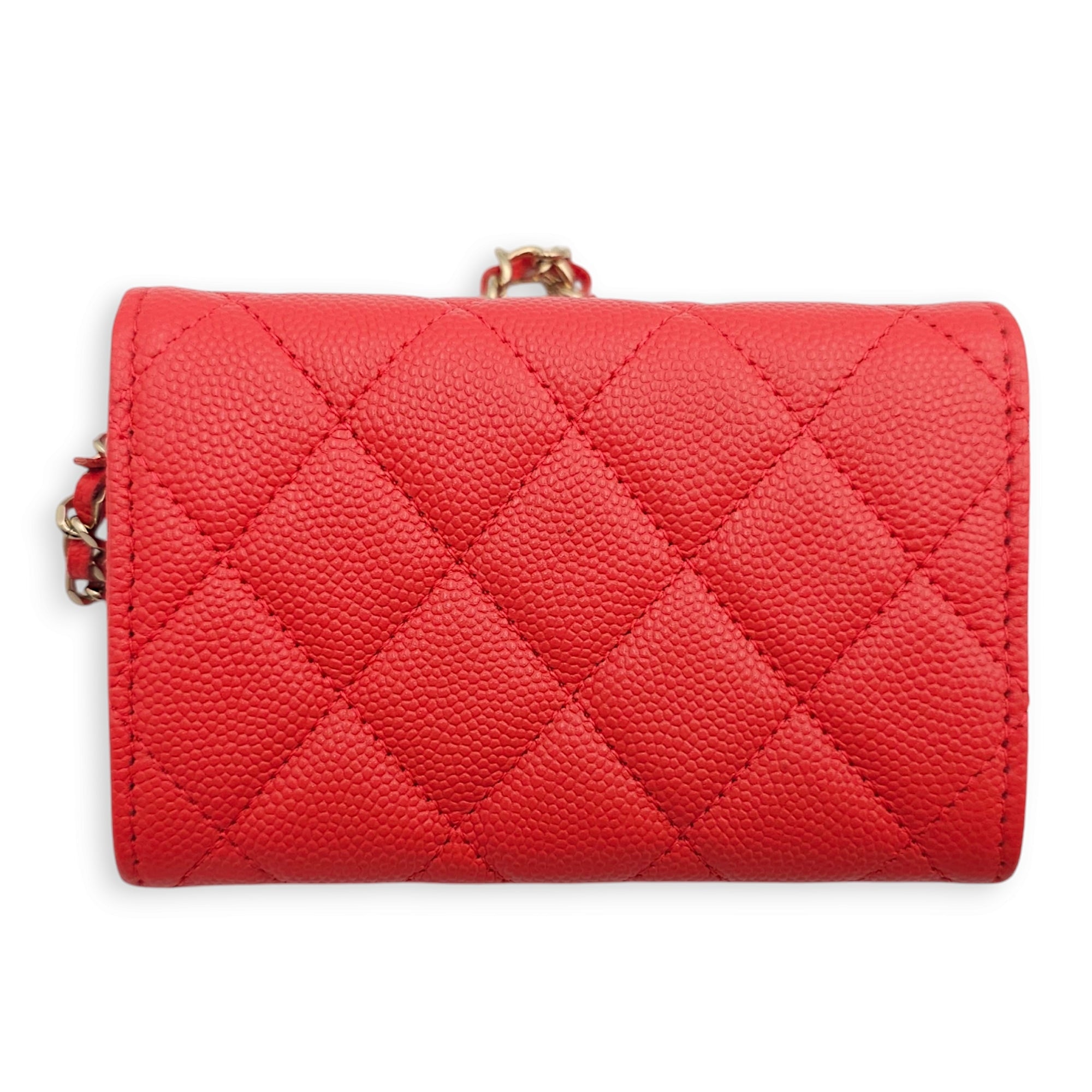 Card Holder Orange Belt Bag in Caviar Leather, Gold hardware