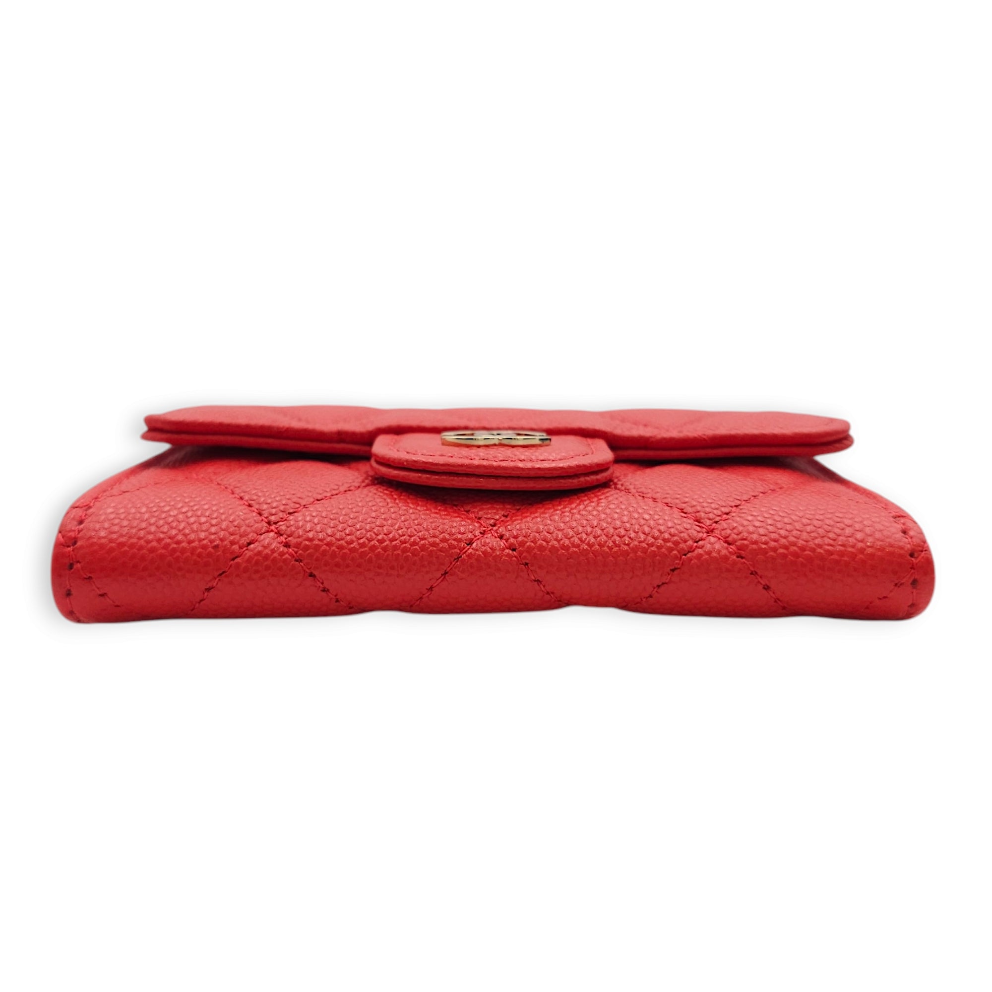 Card Holder Orange Belt Bag in Caviar Leather, Gold hardware