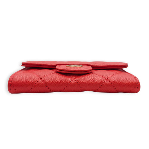 Card Holder Orange Belt Bag in Caviar Leather, Gold hardware