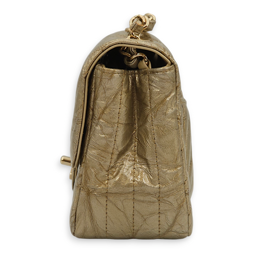Chevron Square Mini Gold Shoulder Bag in Patent Leather Gold hardware C110692 3