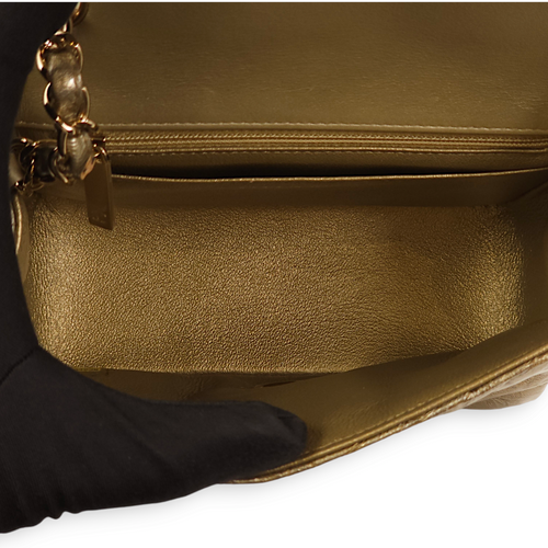 Chevron Square Mini Gold Shoulder Bag in Patent Leather Gold hardware C110692 7