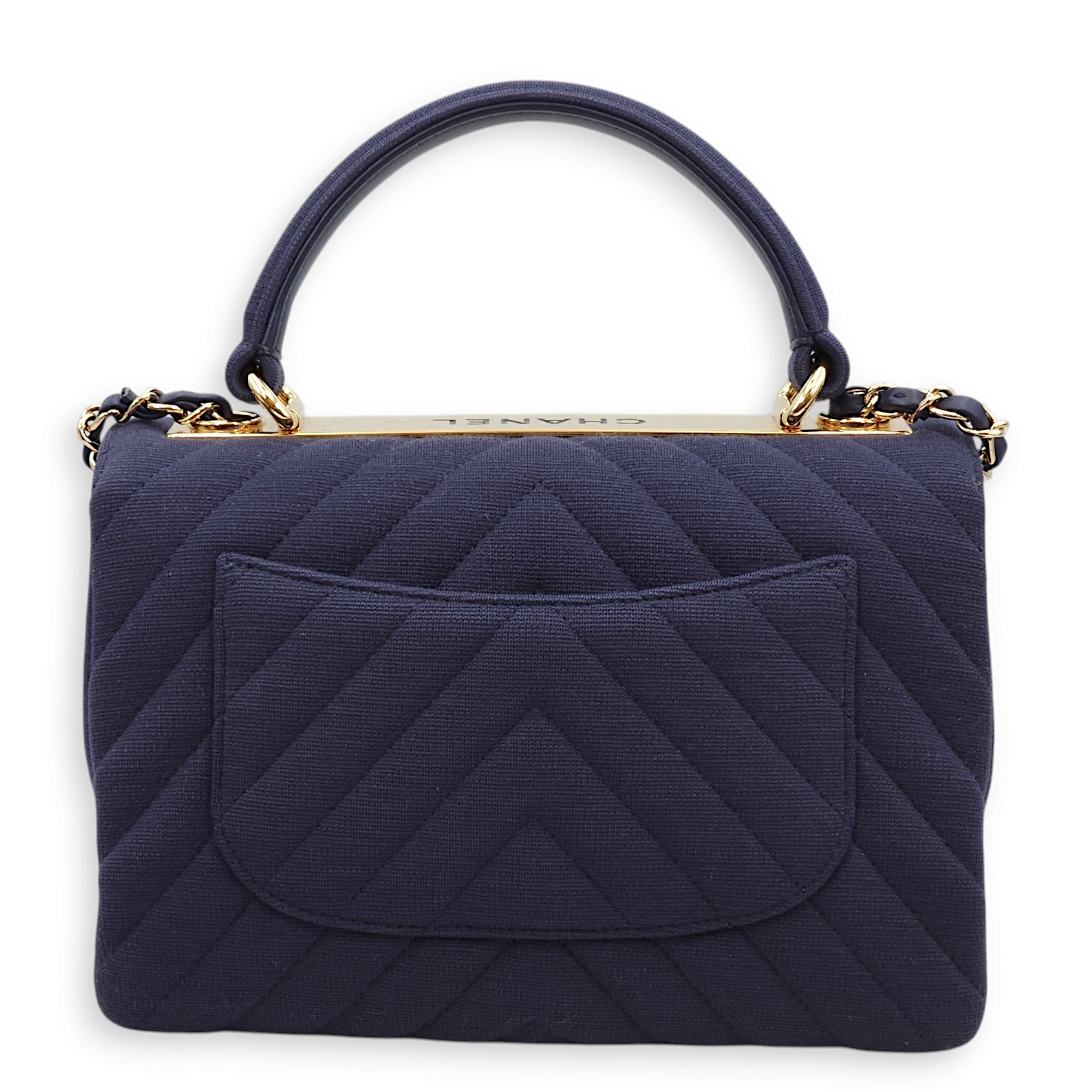 Chanel Chevron Trendy CC Small Blue Top Handle Bag in Jersey