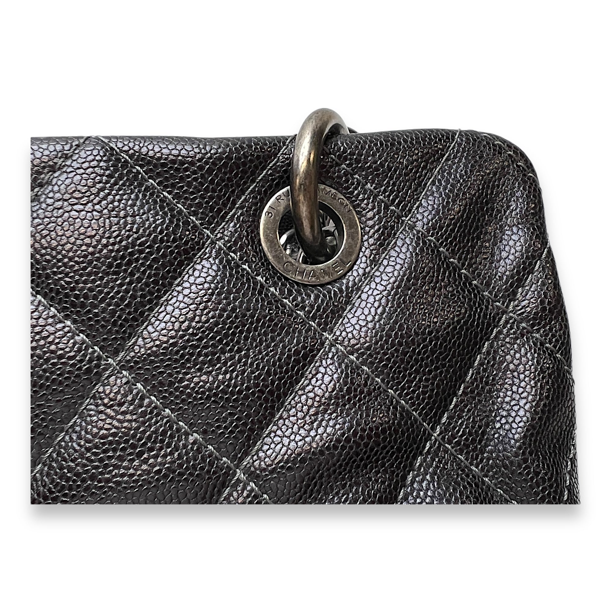 Chanel Chic Black Shoulder Bag in Caviar Leather, Silver