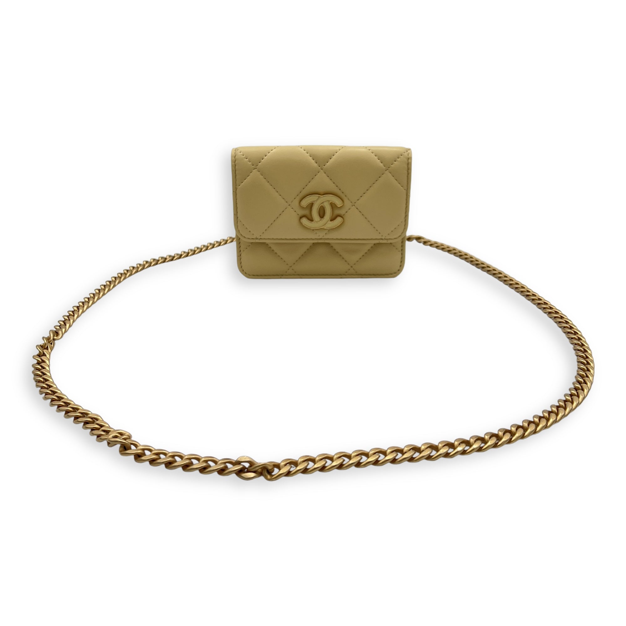 Classic Belt Bag Yellow in Lambskin, Gold hardware