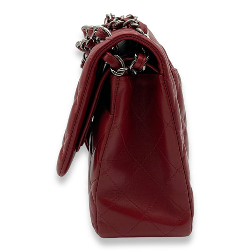 Classic Double Flap Jumbo Red Shoulder Bag in Lambskin Palladium hardware CL2405-1488 3