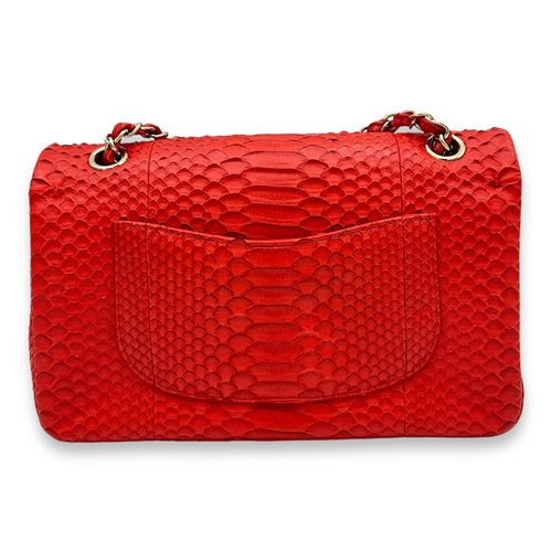 Classic Double Flap  Medium Shoulder bag in Python leather, Gold Hardware