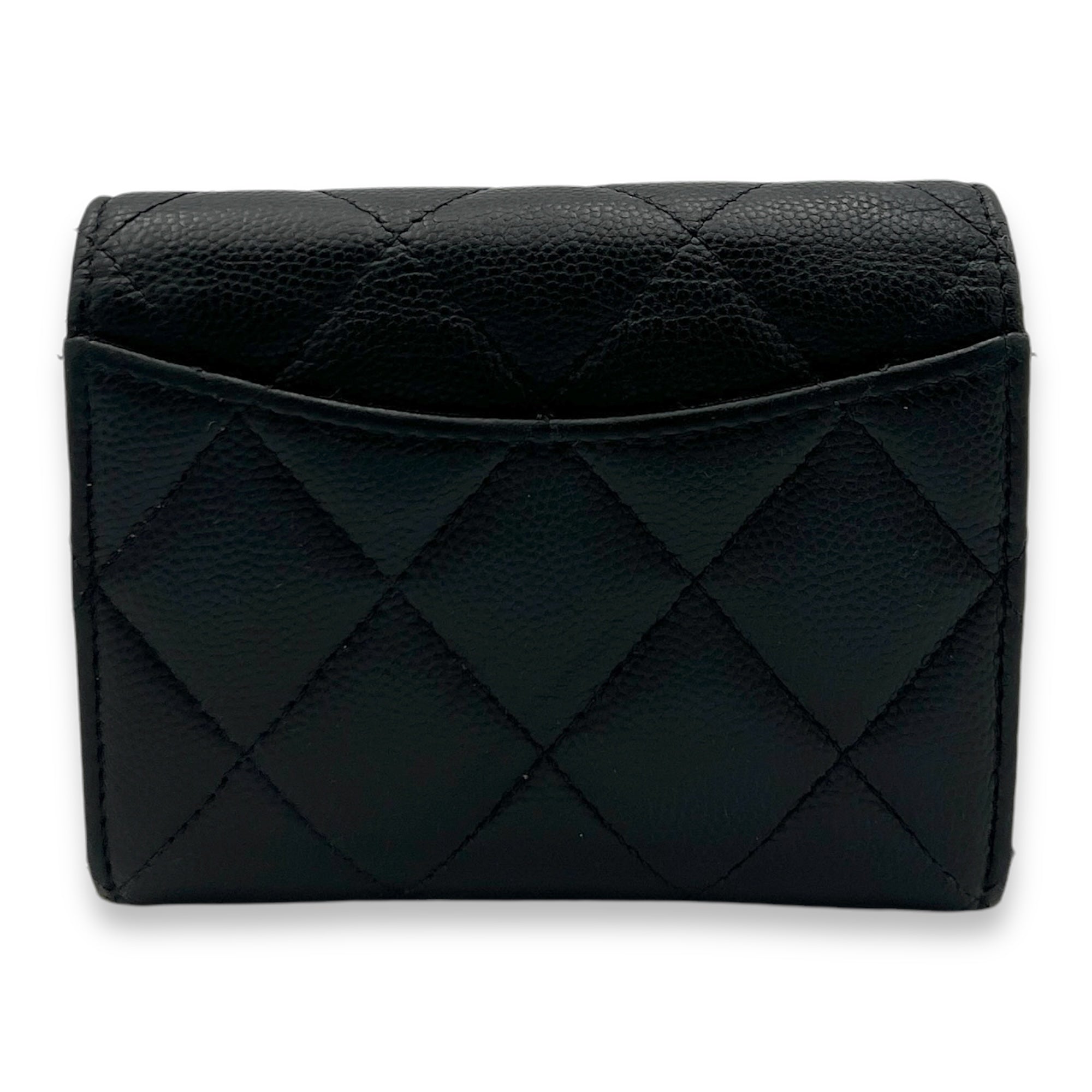 Classic Flap Cardholder Micro Black Wallet On Chain in Caviar Leather, Gold hardware