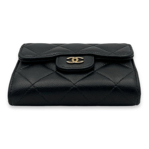 Classic Flap Cardholder Micro Black Wallet On Chain in Caviar Leather, Gold hardware