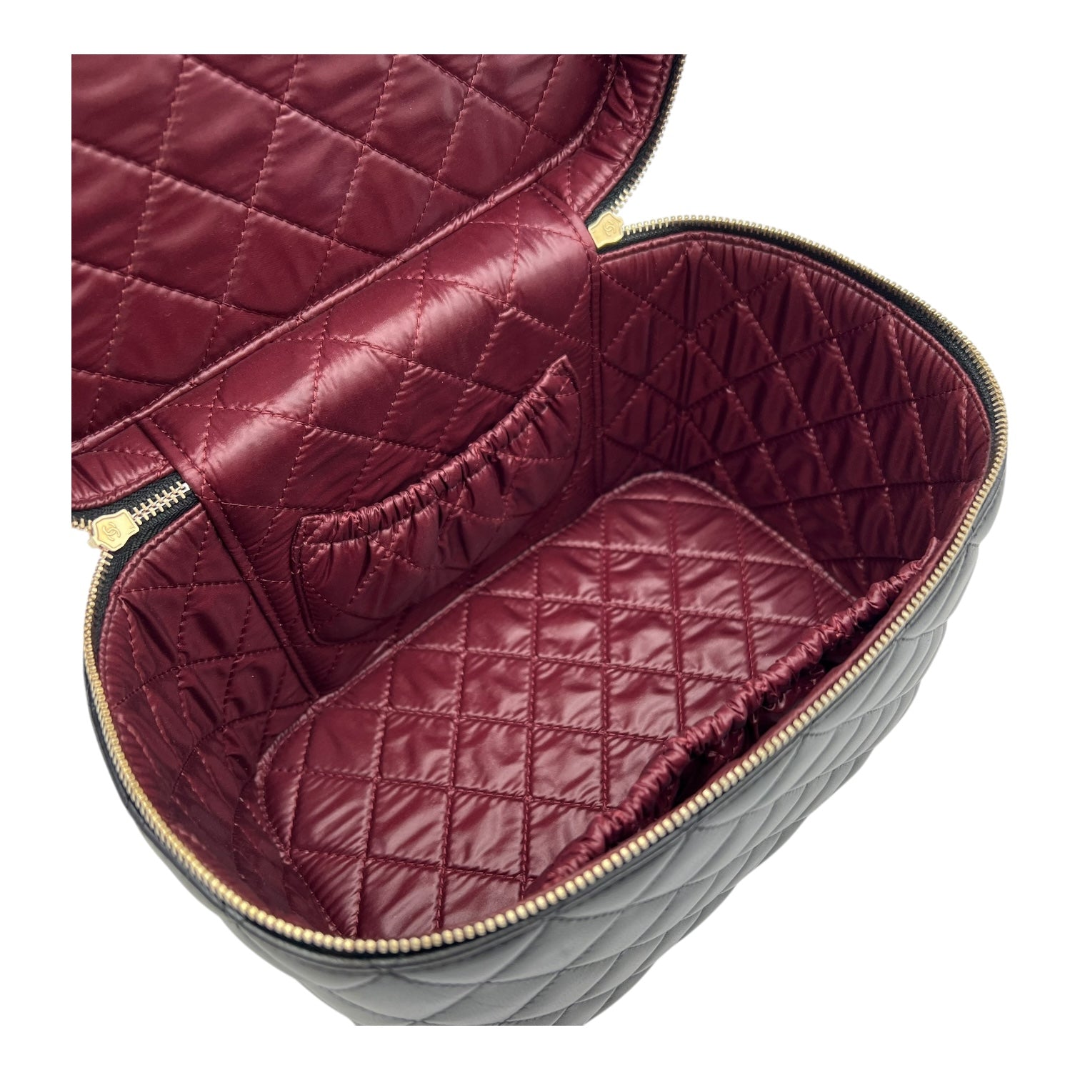 Cosmetic Black Vanity Bag in Lambskin, Gold hardware