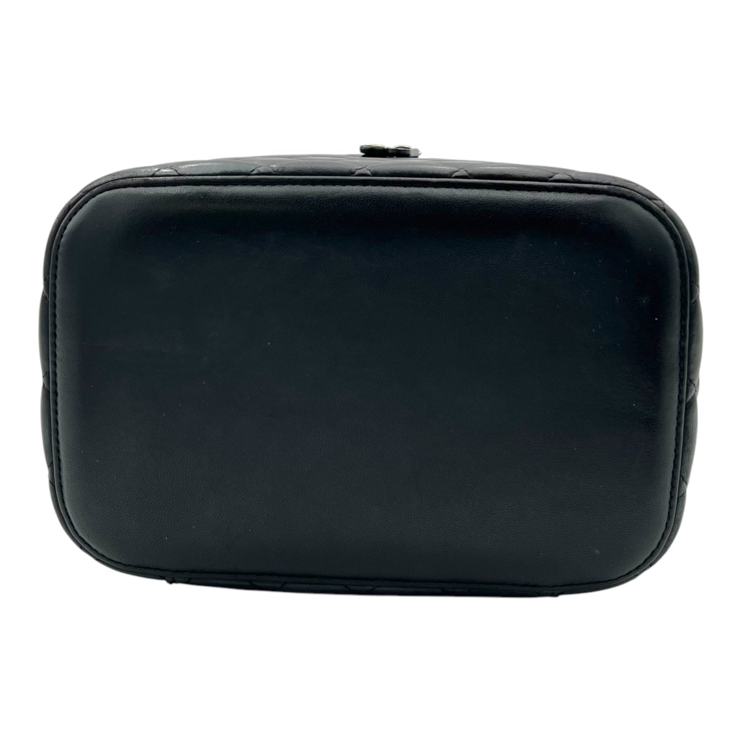 Cosmetic Black Vanity Bag in Lambskin, Gold hardware