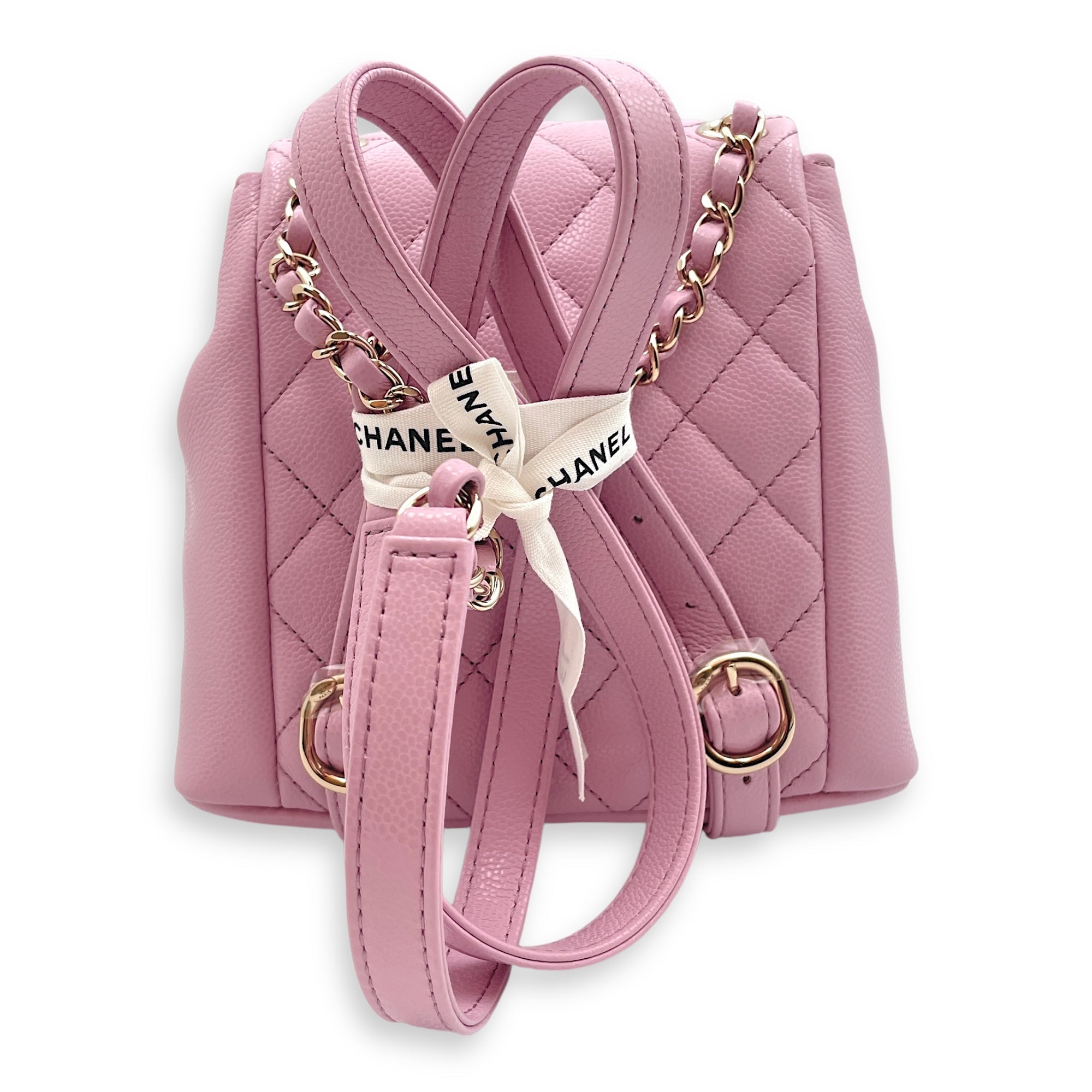 Duma Pink Backpack in Caviar leather, Light Gold hardware