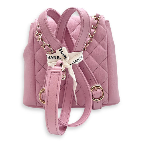 Duma Pink Backpack in Caviar leather, Light Gold hardware