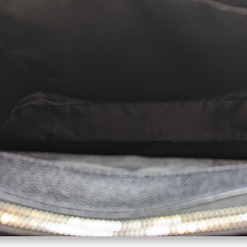 GST Black Shoulder Bag in Caviar Leather, Silver hardware